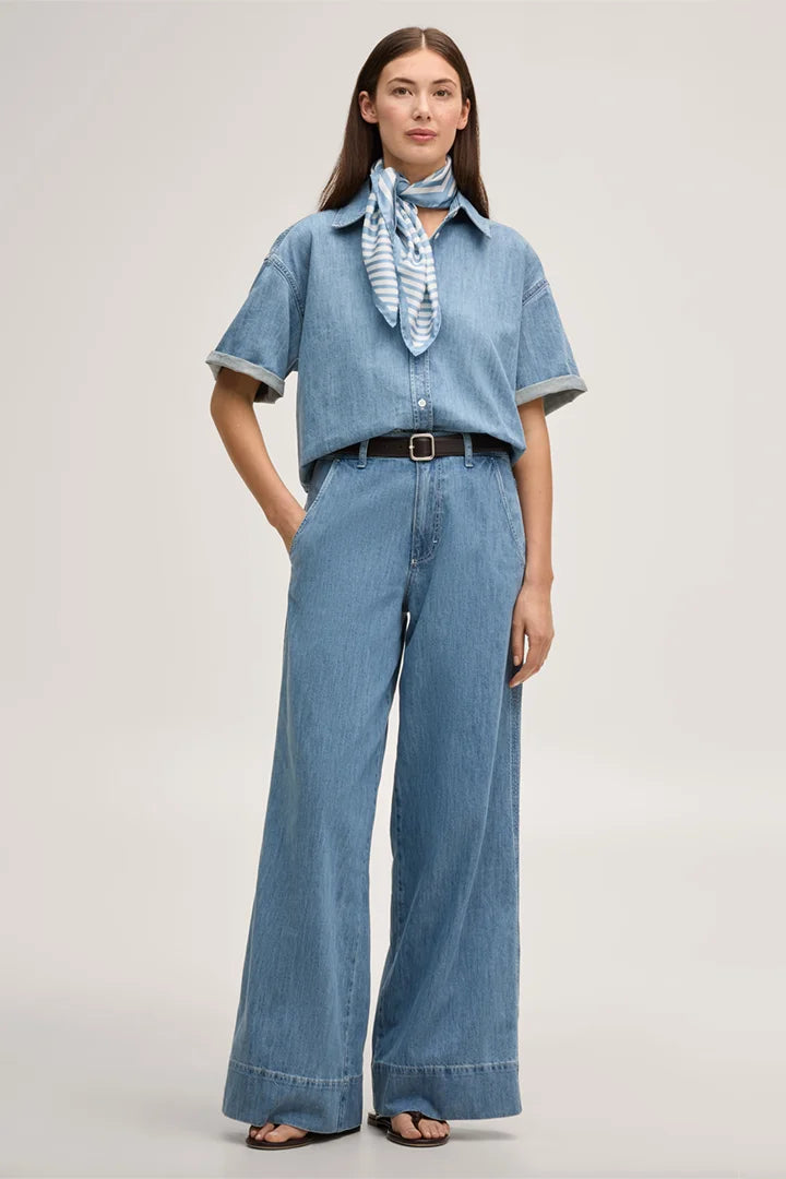 Jeans-Hemdbluse kurzarm