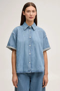 Jeans-Hemdbluse kurzarm