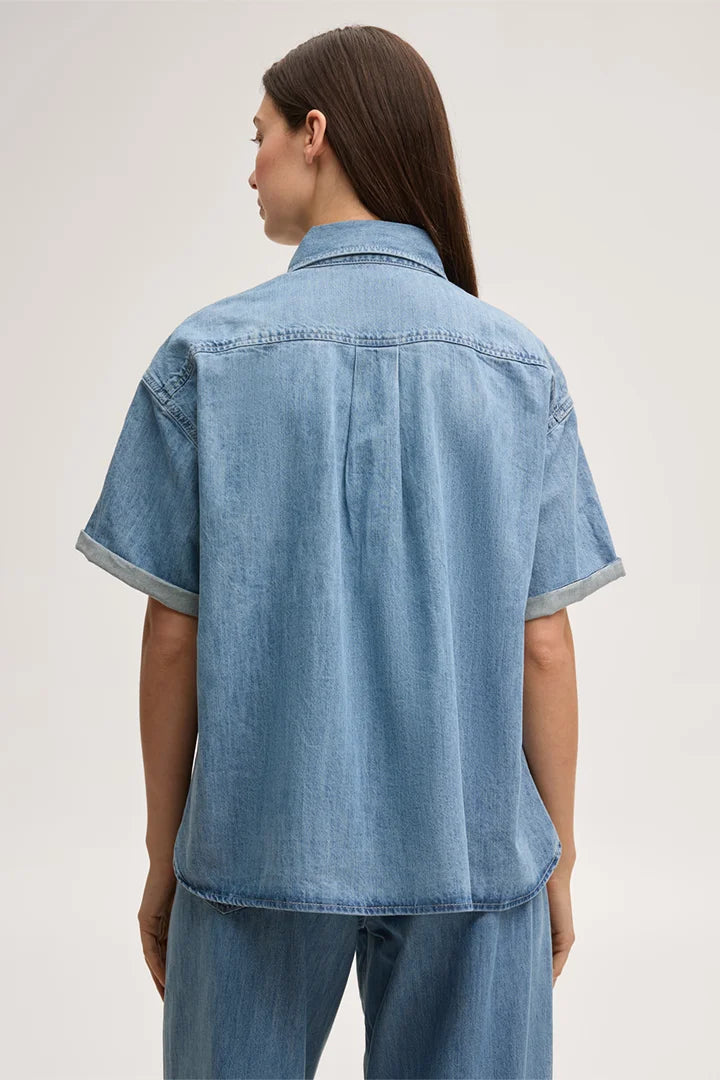 Jeans-Hemdbluse kurzarm