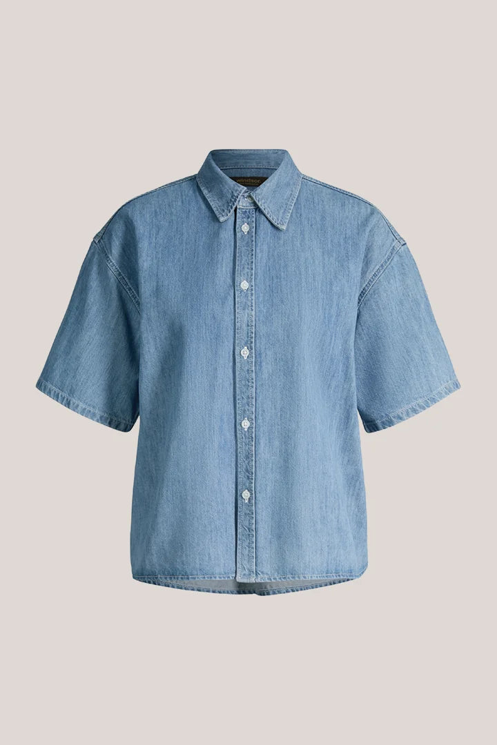 Jeans-Hemdbluse kurzarm